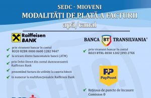 S.E.d.C. Mioveni: Două noi modalități de plată a facturii apă/canal