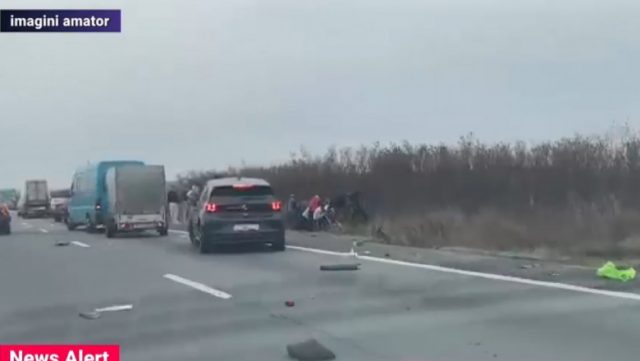Accident pe autostrada A1 pe sensul BucureștiPitești Foto captură video Digi24