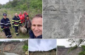 Intervenţie aproape imposibilă. Cum au salvat pompierii o oaie captivă într-un canion format în albia râului Argeş
