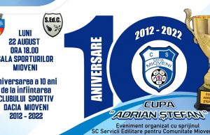 10 ani de la înființarea Clubului Sportiv Dacia Mioveni 2012, sărbătoriți pe 22 august. ”Cupa Adrian Ștefan” – ediția I, manifestare sportivă în memoria fostului președinte al clubului