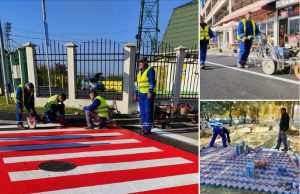 Noi modele de treceri de pietoni, cu elemente reflectorizante, pe strada Stadionului din Mioveni