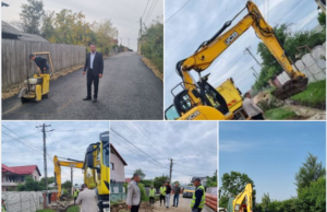 Se lucrează „în forță” în Bradu, pe mai multe planuri: Modernizări, lărgiri și asfaltări de drumuri și amenajarea cu tuburi a cursului Pârâului Geamăna, printre lucrări