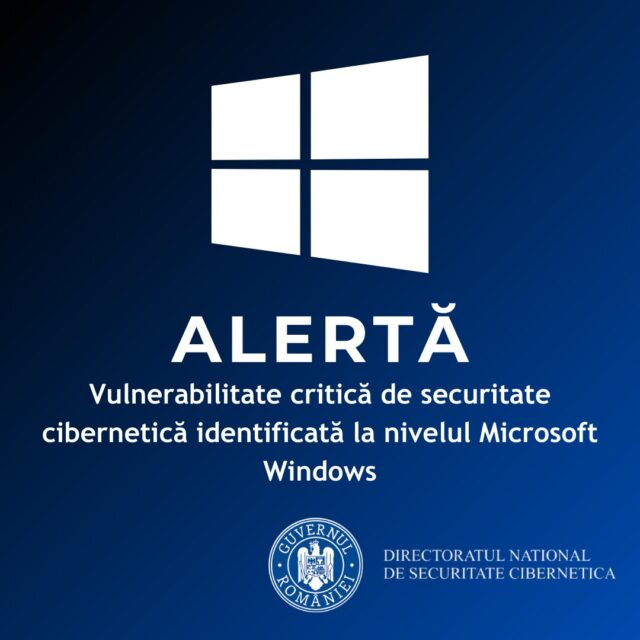 Alertă DNSC - Vulnerabilitate Microsoft Windows Alertă DNSC - Vulnerabilitate Microsoft Windows